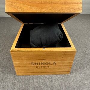 Shinola Detroit Wooden Watch Box with Black Pillow Natural Wood Display Case
